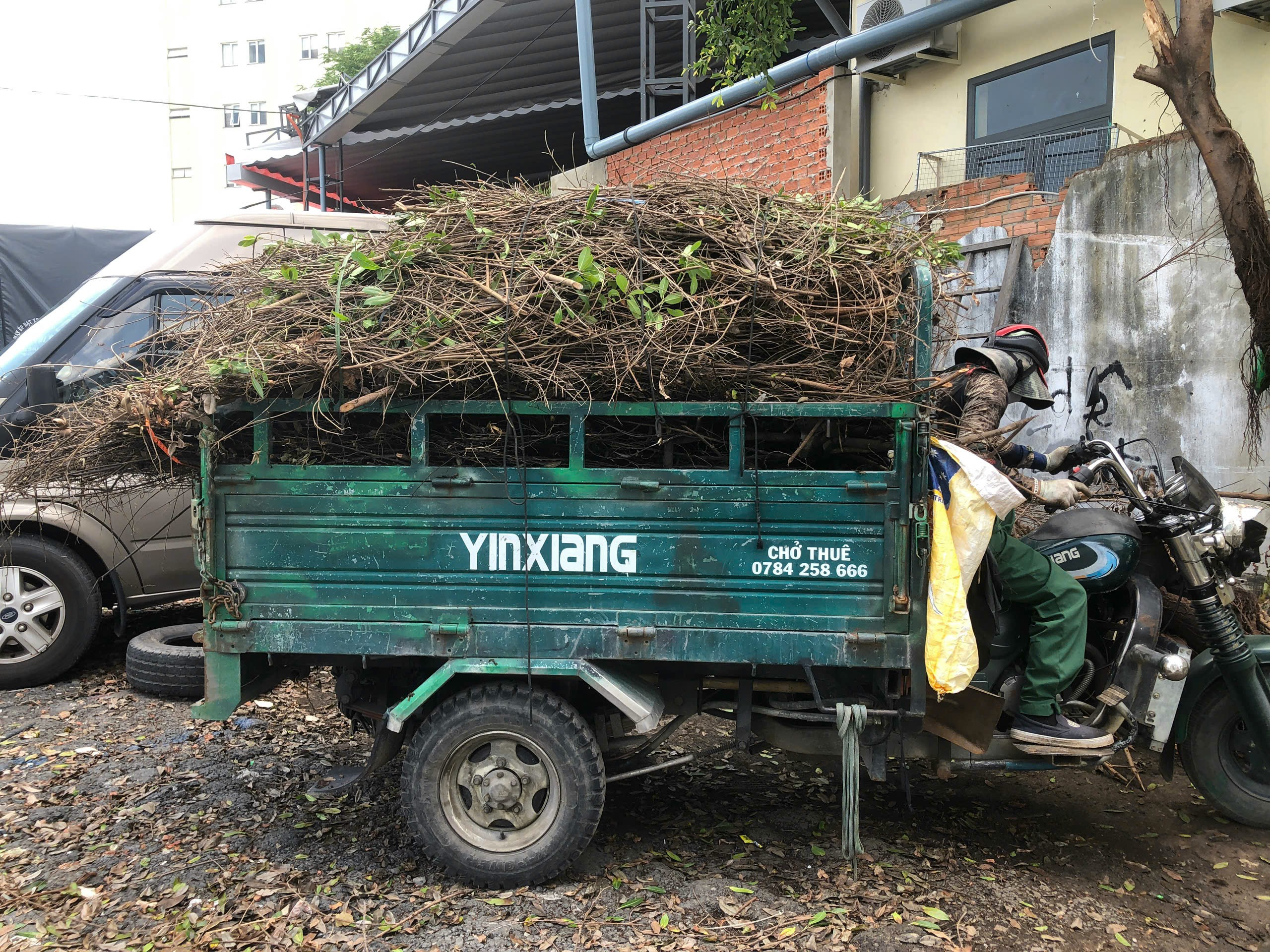 Xe ba gác đổ rác sân vườn Tân Bình